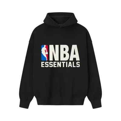 Pre-owned Essentials Fear Of God  X Nba Sports Fit Hoodie 'black' | Men's Size L