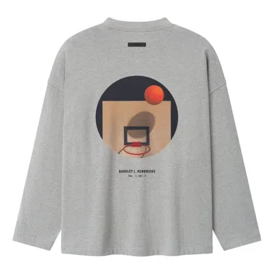 Essentials Fear Of God  X Nba X Barkley Hendricks Long Sleeve V-neck T-shirt 'concrete Heather' In Gray