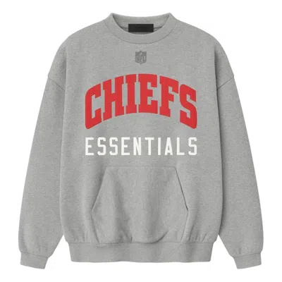 Essentials Fear Of God  X Nfl Fw25 Chiefs Sport Crewneck 'concrete Heather' In Gray