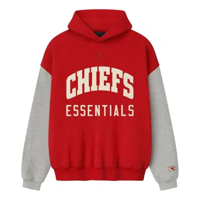 Essentials Fear Of God  X Nfl Fw25 Chiefs Sport Hoodie 'red Concrete Heather'