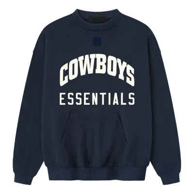 Essentials Fear Of God  X Nfl Fw25 Cowboys Sport Crewneck 'dark Sapphire' In Blue