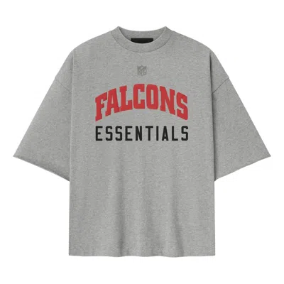 Essentials Fear Of God  X Nfl Fw25 Falcons 90s 3/4 Sleeve Football T-shirt 'concrete Heather' In Gray
