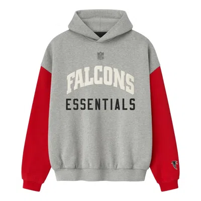 Essentials Fear Of God  X Nfl Fw25 Falcons Sport Hoodie 'concrete Heather Red' In Multi