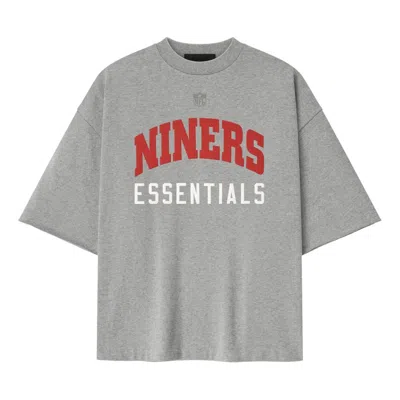 Essentials Fear Of God  X Nfl Fw25 Forty Niners 90s 3/4 Sleeve Football T-shirt 'concrete Heather' In Gray