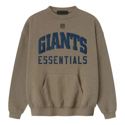 Essentials Fear Of God  X Nfl Fw25 Giants Sport Crewneck 'homestead Heather' In Brown