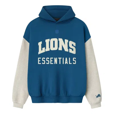 Essentials Fear Of God  X Nfl Fw25 Lions Sport Hoodie 'blue Sapphire Heather Stone'