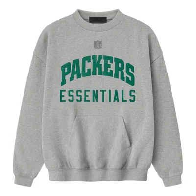 Essentials Fear Of God  X Nfl Fw25 Packers Sport Crewneck 'concrete Heather' In Gray