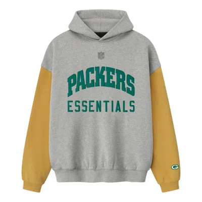 Essentials Fear Of God  X Nfl Fw25 Packers Sport Hoodie 'concrete Heather Canyon' In Gray