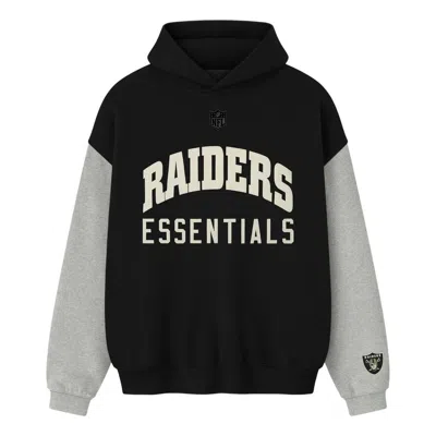 Essentials Fear Of God  X Nfl Fw25 Raiders Sport Hoodie 'black Concrete Heather'