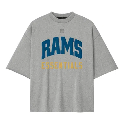 Essentials Fear Of God  X Nfl Fw25 Rams 90s 3/4 Sleeve Football T-shirt 'concrete Heather' In Gray