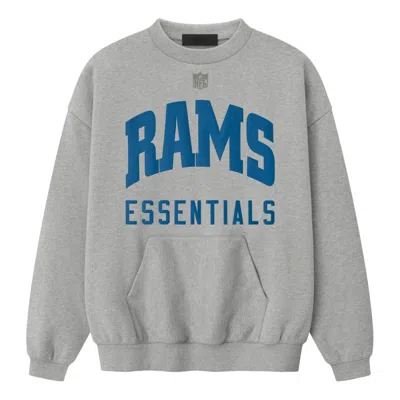 Essentials Fear Of God  X Nfl Fw25 Rams Sport Crewneck 'concrete Heather' In Gray