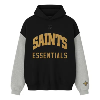 Essentials Fear Of God  X Nfl Fw25 Saints Sport Hoodie 'black Concrete Heather'