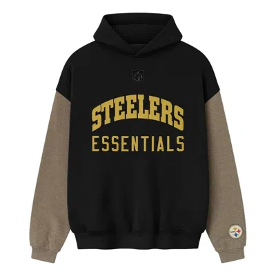 Essentials Fear Of God  X Nfl Fw25 Steelers Sport Hoodie 'black Homestead Heather'