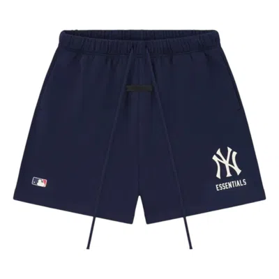 Essentials X Mlb Yankees Elasticated Logo Shorts In Blue