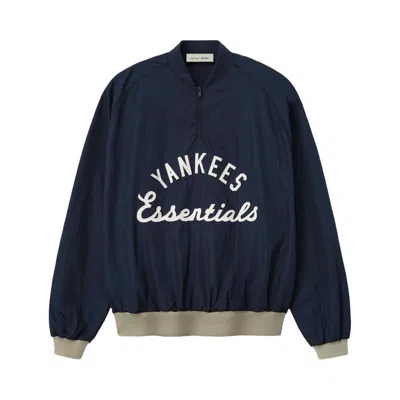 Pre-owned Essentials Fear Of God  Yankees Half Zip Pullover 'dark Sapphire/ Overland Rib' | Blue | Men's Size X