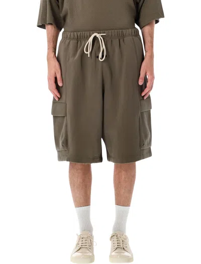 Essentials Fear Of God Fear Of God  Mini Wide-leg Fleece Cargo Basketball Shorts In Moss