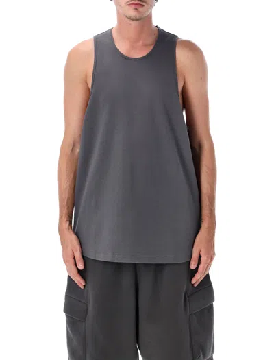 Essentials Fear Of God Fear Of God  Ribbed Slim Tank Top With Stretch U-neck In Iron Grey
