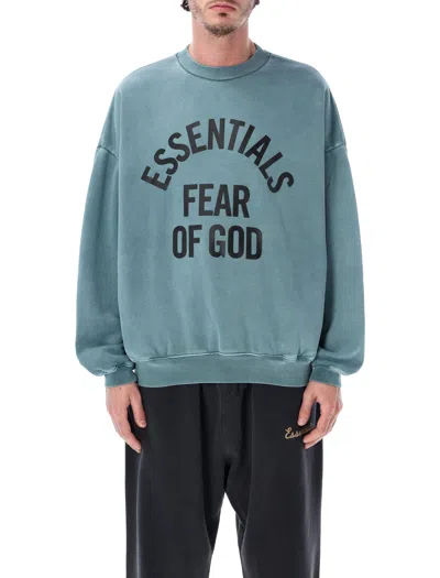 Essentials Fear Of God Graphic Oversized Crewneck Sweatshirt In Blue