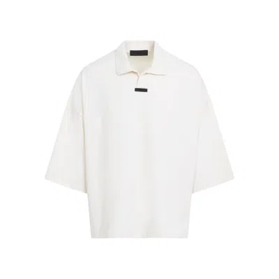 Essentials Fear Of God Logo Patch Straight Hem Polo Shirt In White