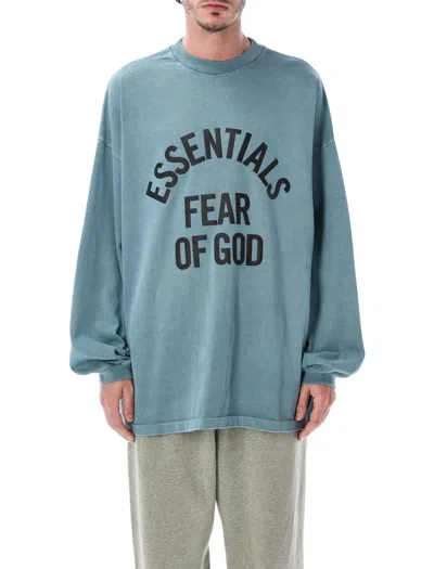 Essentials Fear Of God Oversized Graphic Long Sleeve T-shirt In White