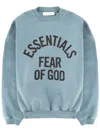 Essentials Blue Relaxed Oversized Arched Logo Sweatshirt In Blue