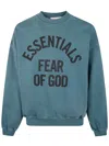 Essentials Blue Relaxed Oversized Arched Logo Sweatshirt In Blue