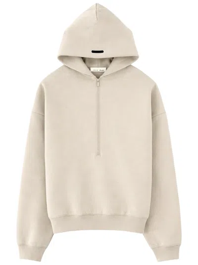 Essentials Felpa Con Zip E Cappuccio In Neutral