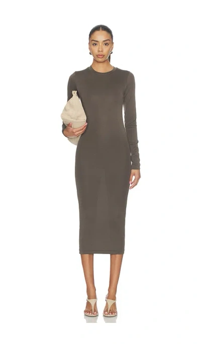 Essentials Fitted Long Sleeve Dress In Brown
