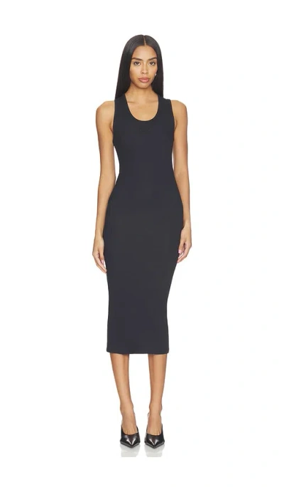 Essentials Fitted Long Tank Dress In Black
