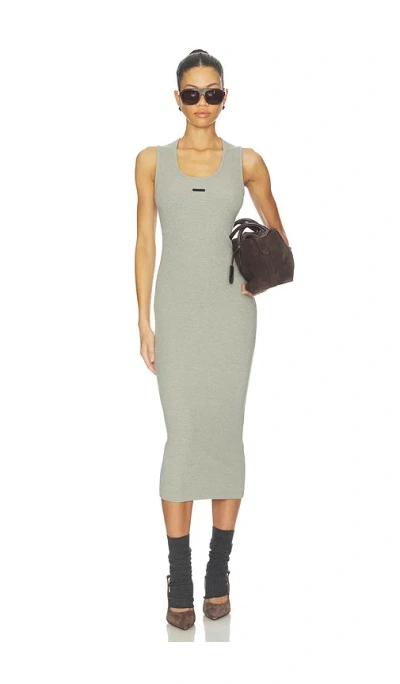 Essentials Fitted Long Tank Dress In Gray