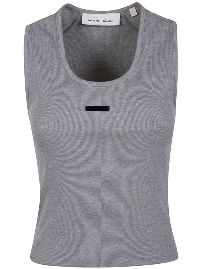 Essentials Fitted Rib Tank In Gray