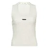 Essentials Logo-patch Ribbed Tank Top In Gray