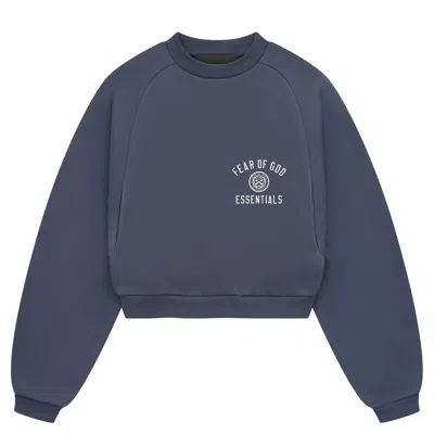 Essentials Fleece Cropped Crewneck Sweatshirt Women In Gray
