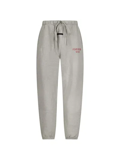 Essentials Fleece Drawstring Track Pants In Gray
