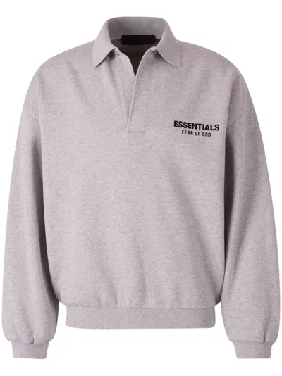 Essentials Fleece Polo Sweatshirt In Grey