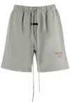 Essentials Wide-leg Logo-print Cotton-blend Jersey Drawstring Shorts In Grey