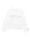 Essentials Kids White Fleece Crewneck Sweatshirt In White