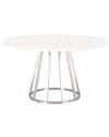 Essentials For Living Turino 54in Round Dining Table Carrera Top In White