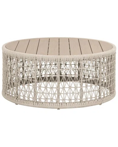 Essentials For Living Knit Outdoor Round Coffee Table In Neutral