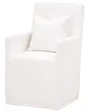 Essentials For Living Shelter Slipcover Arm Chair With Casters In White