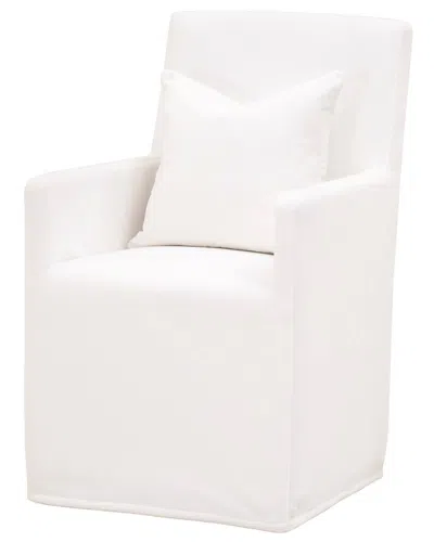 Essentials For Living Shelter Slipcover Arm Chair With Casters In White