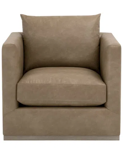 Essentials For Living Siena Plinth Base Swivel Club Chair Gray In Brown