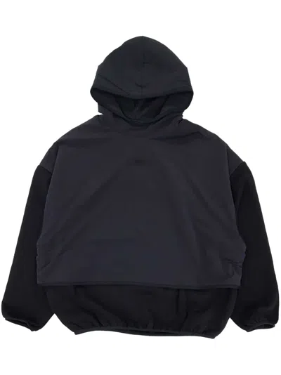 Essentials Front Logo Patch Panelled Hoodie In Black