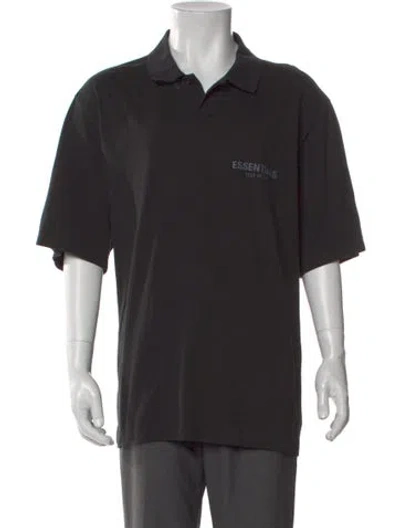 Pre-owned Essentials Graphic Print Collar Polo Shirt In Black