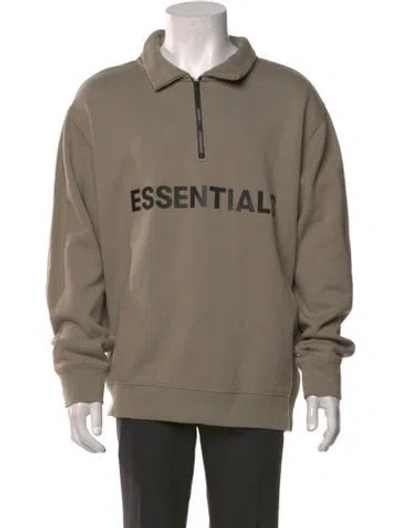 Pre-owned Essentials Graphic Print Collar Sweatshirt In Brown