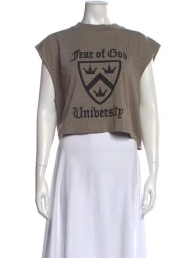 Pre-owned Essentials Graphic Print Crew Neck Crop Top W/ Tags In Multi