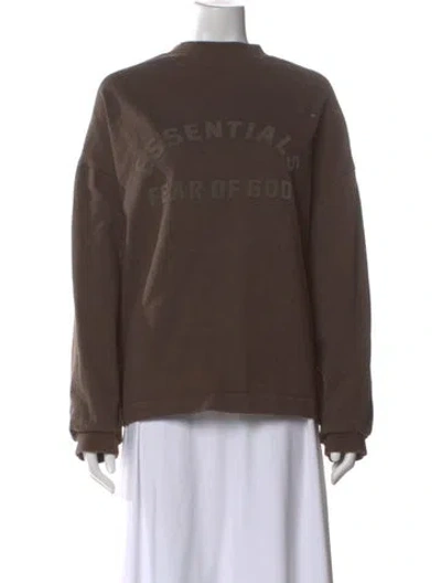 Pre-owned Essentials Graphic Print Crew Neck Henley In Brown