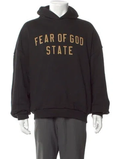 Pre-owned Essentials Graphic Print Crew Neck Hoodie In Black