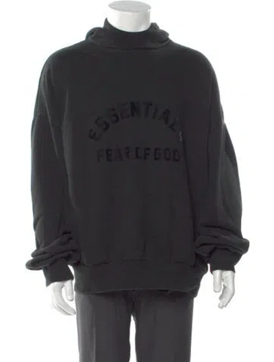 Pre-owned Essentials Graphic Print Crew Neck Hoodie In Black