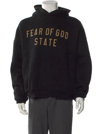 Pre-owned Essentials Graphic Print Crew Neck Hoodie In Black